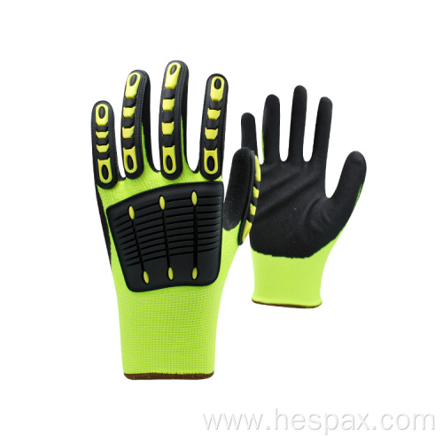 Hespax Nitrile Coated Oilfield Safety Anti Impact Gloves